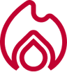 Red and white logo with a stylized design